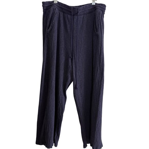DAILY PRACTICE Anthropologie | Dark Purple Textured Wide Leg Ankle Pants | XL - Picture 1 of 7
